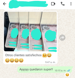 Captura de WhatsApp de cliente feliz 3